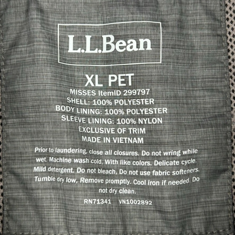 LL Bean Women's XL PET Jacket Long Sleeve Gray Two Tone Windbreaker Full Zip - Picture 7 of 12